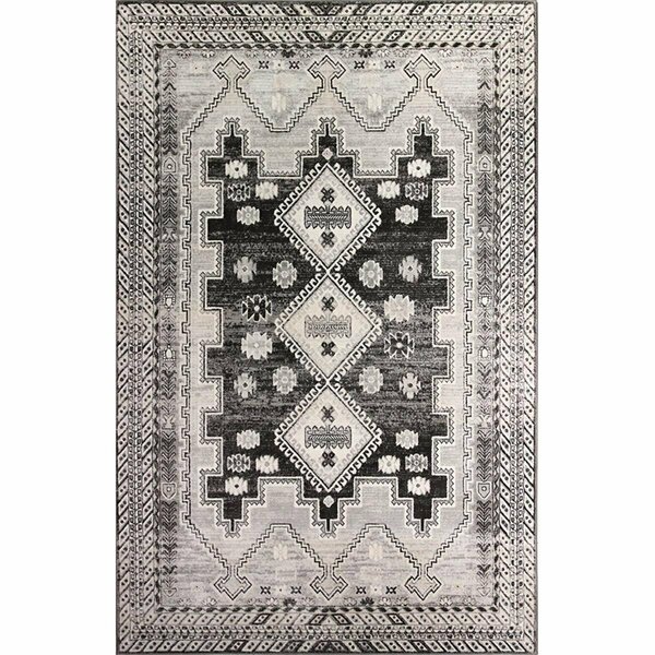 Bashian 3 ft. 6 in. x 5 ft. 6 in. Sierra Collection Transitional Polpropylene Power Loom Area Rug, Charcoal S231-CHAR-4X6-SE1001